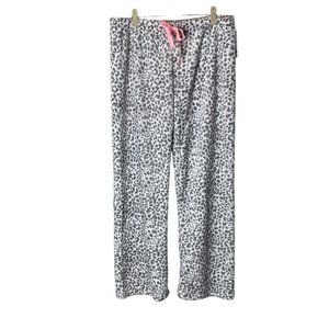 NEW Pug Apparel Women Ultra Soft Fuzzy Gray Leopard Animal Print PJ Pajama Pants